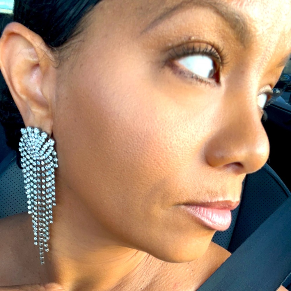 Beautiful waterfall rhinestone earrings